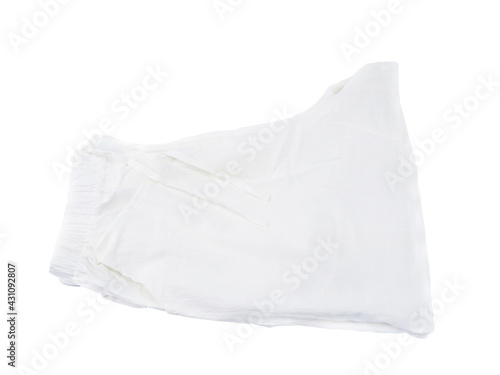 White female cotton linen short pants isolated on a white background. .
