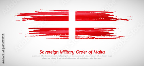 Artistic grungy watercolor brush flag of Sovereign Military Order of Malta country. Happy national day background