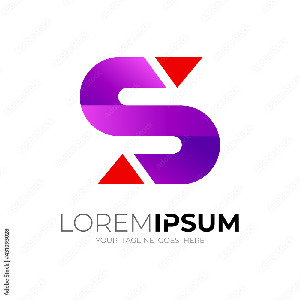 Letter S logo and play design combination, simple icon template Letter S logo and play design combination, simple icon template