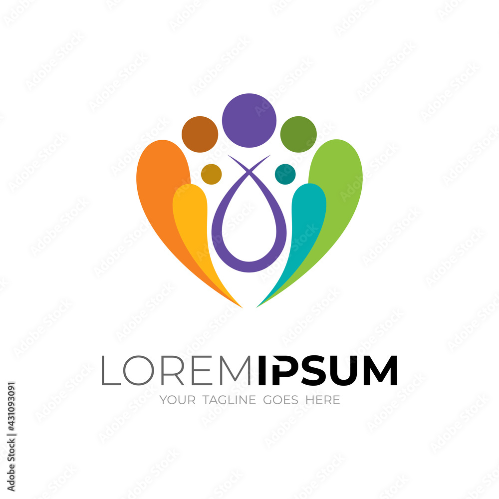 Family logo and love design combination, colorful icon Family logo and love design combination, colorful icon