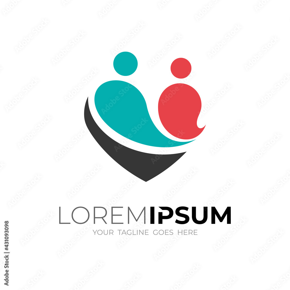 Family logo and two people icon illustration, simple logo Family logo and two people icon illustration, simple logo
