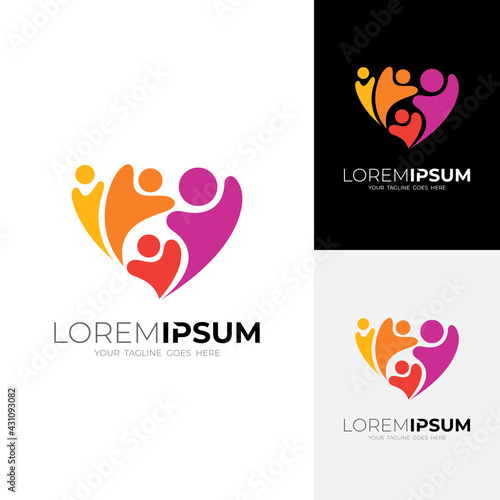 People logo and love family icon, simple style logos
