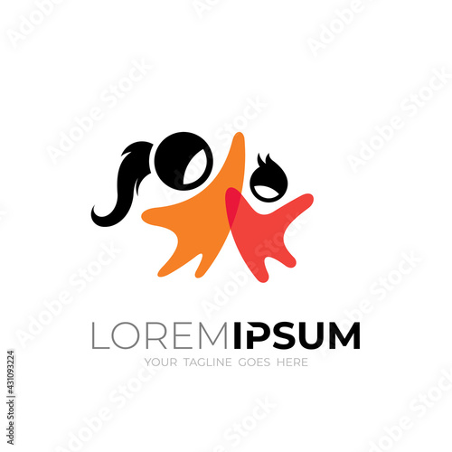 Children logo with happy design template, simple icon