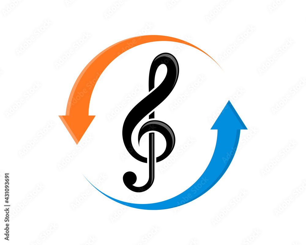 Recycle arrow with g clef music note logo Recycle arrow with g clef music note logo