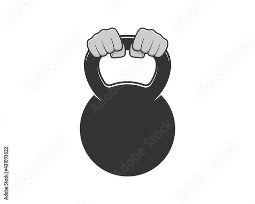 Both hand holding a kettle bell vector illustration