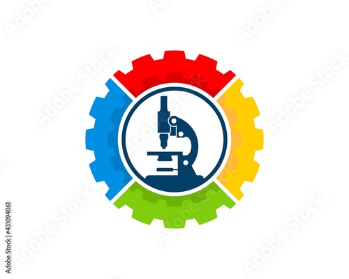 Mechanical gear with microscope laboratory inside