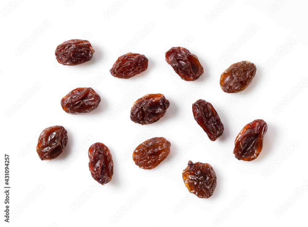 Raisins placed on a white background. Raisins placed on a white background.