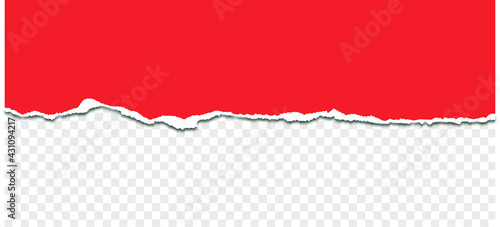 Torn a half sheet of red paper from the bottom. Vector template paper design.