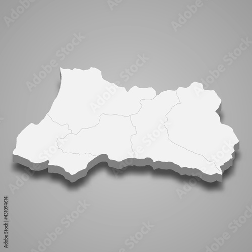 3d isometric map of Adjara is a region of Georgia