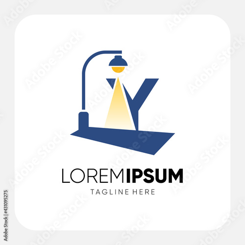 Initial Y Letter Street Light Logo Design Vector Graphic
