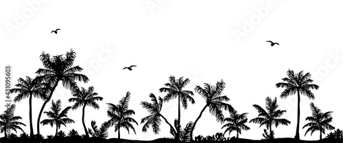 strip of palm trees vector silhouette. sketch. vector. eps