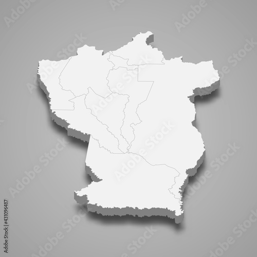 3d isometric map of Cojedes is a state of Venezuela,