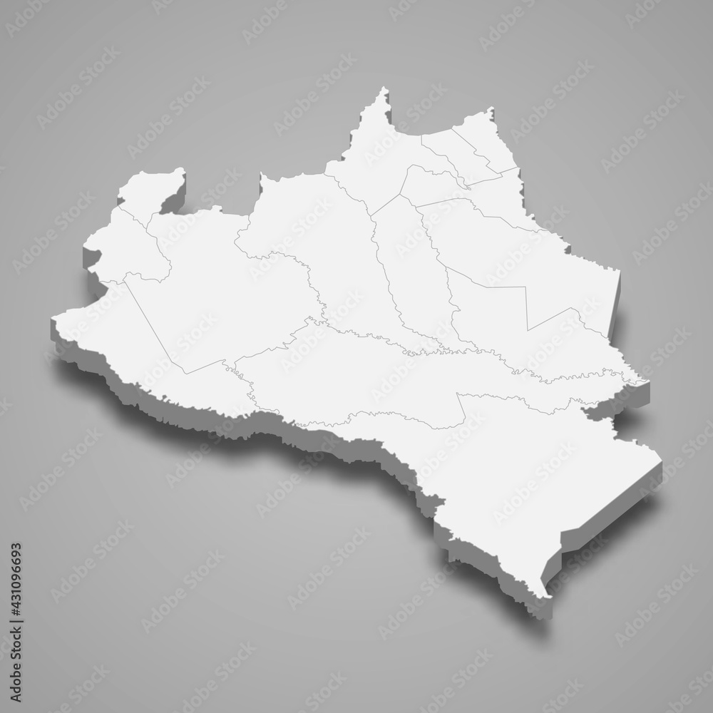 3d isometric map of Portuguesa is a state of Venezuela,