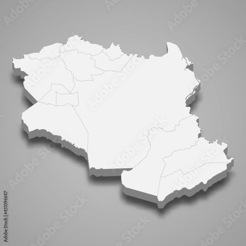 3d isometric map of Monagas is a state of Venezuela,