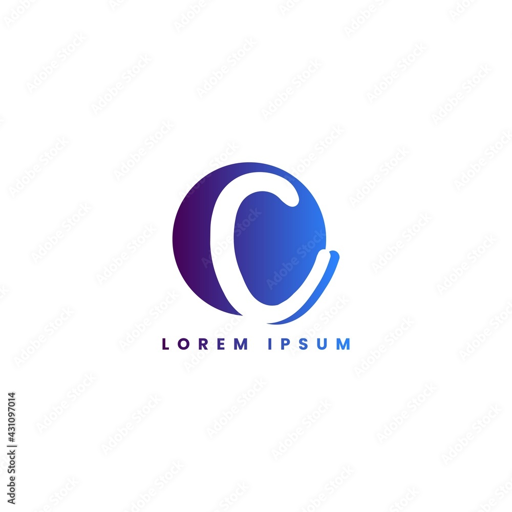 Obraz premium alphabet trendy logo template blue and purple gradient