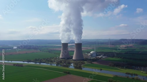 Wallpaper Mural View of drone of nuclear power plant and river Torontodigital.ca