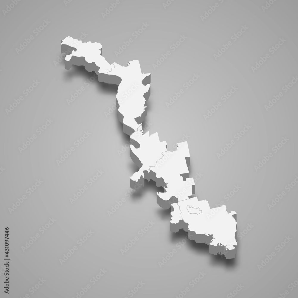 3d isometric map of Transnistria, isolated with shadow