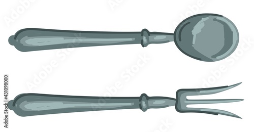 Wallpaper Mural Vintage serving cutlery for table, spoon and fork Torontodigital.ca