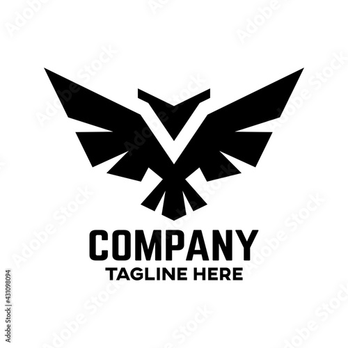 Simple black raven logo