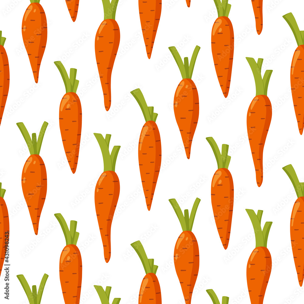 Seamless pattern with fresh carrots. Healthy and beneficial product