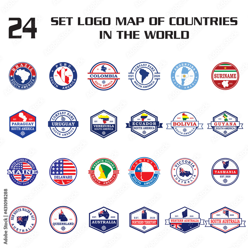 set of country map vector , set of map logo