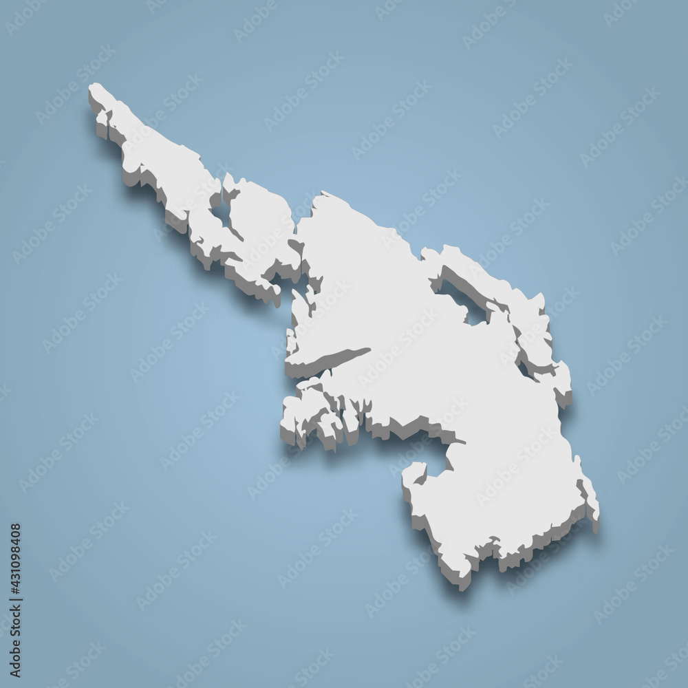 Obraz premium 3d isometric map of Askoy is an island in Norway