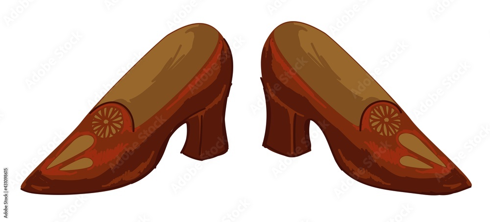 Fototapeta premium Vintage shoes on high heel for women, retro style