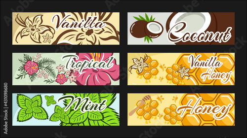 Floral horizontal banners set