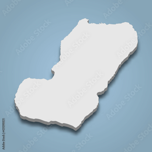 3d isometric map of Bioko is an island in Equatorial Guinea