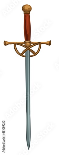 Antique sword with heavy handle and sharp blade