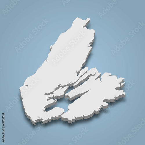 Canvas-taulu 3d isometric map of Cape Breton is an island in Canada