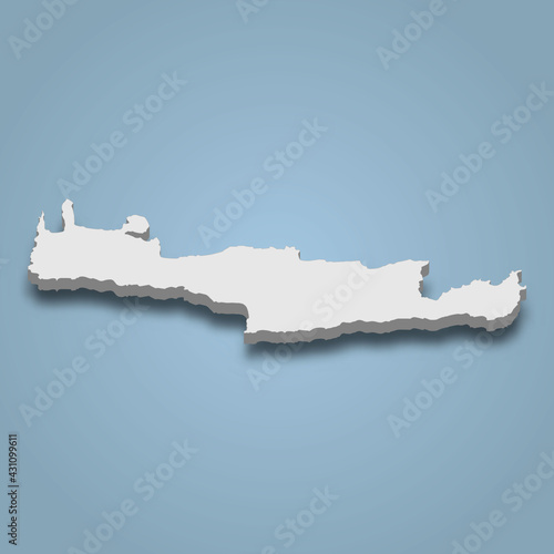 3d isometric map of Crete is an island in Greece © magr80