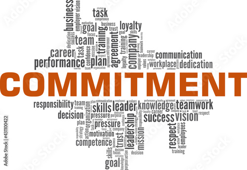 Commitment vector illustration word cloud isolated on a white background.