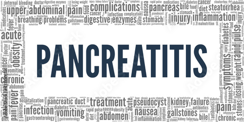 Pancreatitis vector illustration word cloud isolated on a white background.