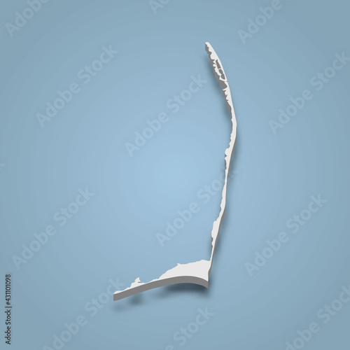 3d isometric map of Hatteras is an island in Outer Banks, North Carolina, isolated vector illustration