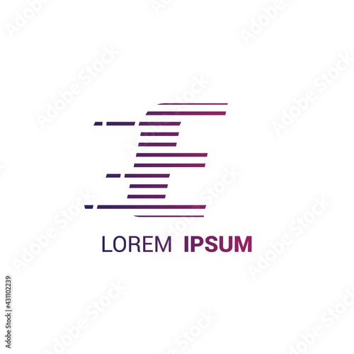 alphabet logo template with fast stripes lines purple gradient and hidden mesage