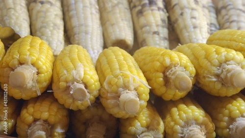 Streaming sweet corn healthy and tasty in walking street market