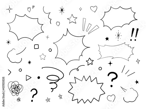 手描きの吹き出し 漫画風 セット