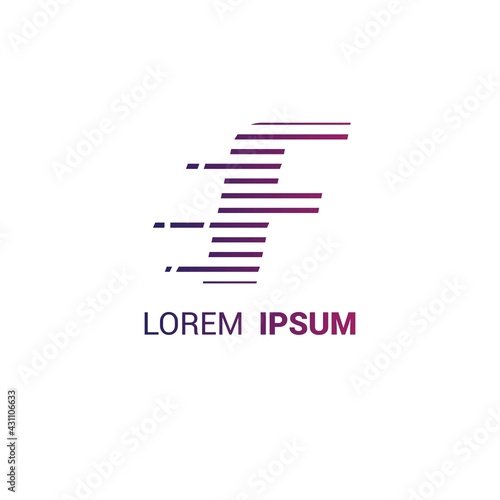 alphabet logo template with fast stripes lines purple gradient and hidden mesage