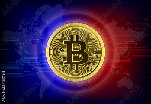 Bitcoin currency. Crypto coin with growth chart.