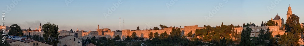 Panoramic view of Jerusalem's Old City from Olive Mountain