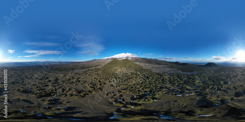 Fototapeta Naklejka Na Ścianę i Meble -  360 degree virtual reality panoramic view of the Etna volcano with its lava flows and its secondary craters.