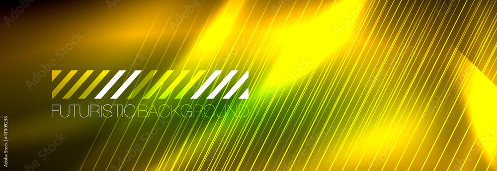 Neon glowing lines, magic energy and light motion background. Vector wallpaper template Neon glowing lines, magic energy and light motion background. Vector wallpaper template