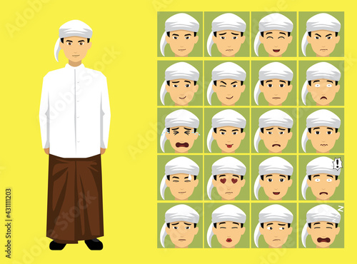 Manga Style Myanmar Bamar Man Clothes Cartoon Character Emotion