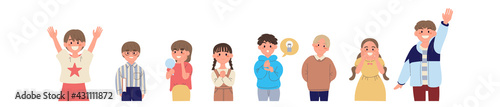 さまざまなポーズの子供たちのイラスト