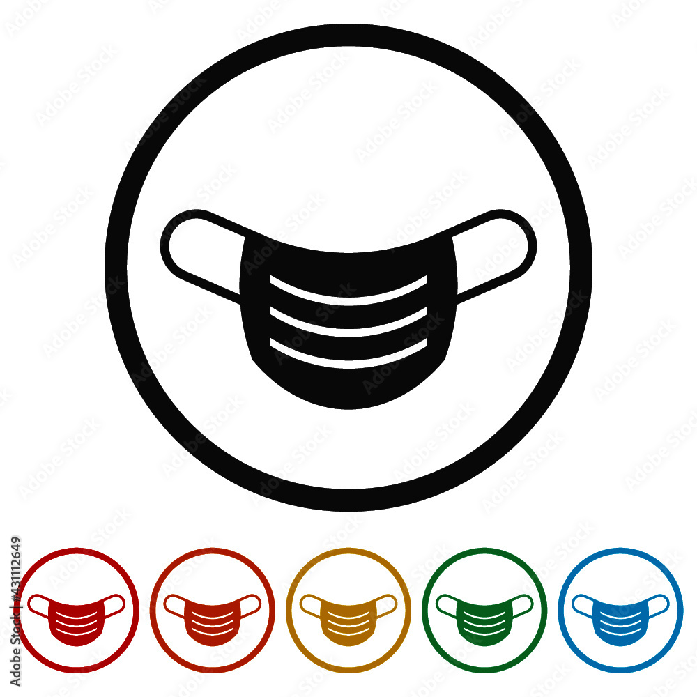 Face mask ring icon isolated on white background color set Face mask ring icon isolated on white background color set