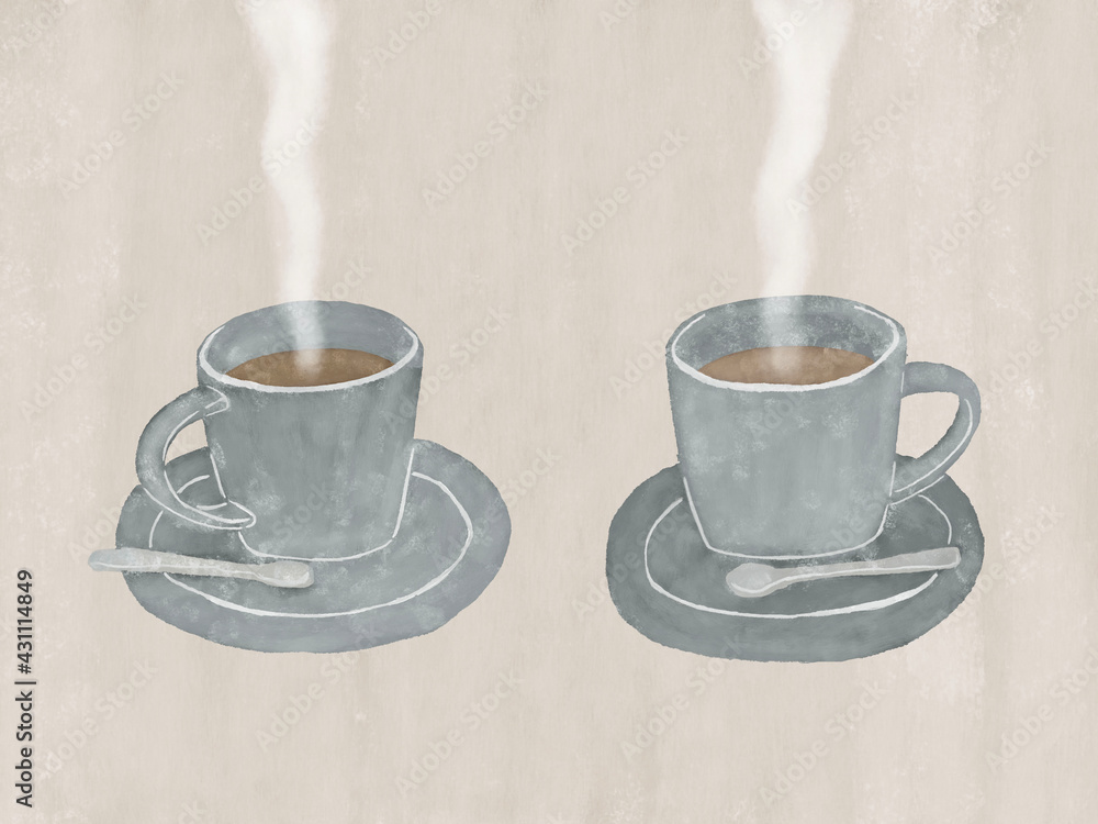 2つのホットコーヒー背景イラスト Stock Illustration Adobe Stock