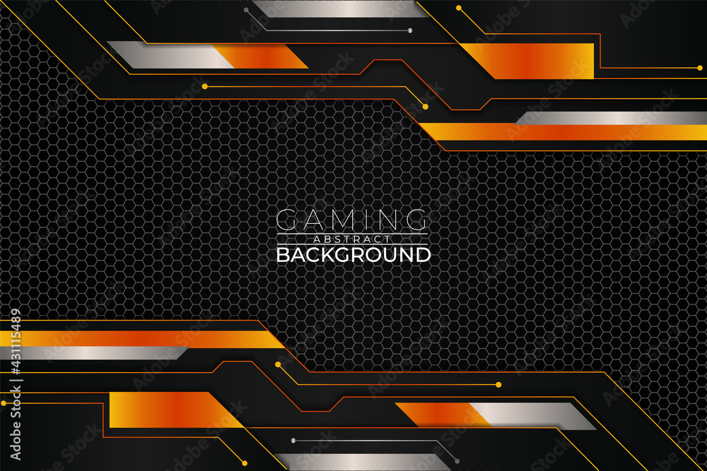 Modern Futuristic Gaming Concept Technology Background Orange and Grey With  Hexagon Pattern Stock Vector | Adobe Stock