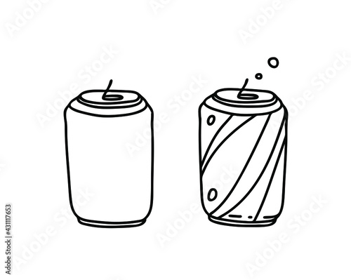 A can of soda. Lemonade. Juice, cocktail. Vector on a white background.