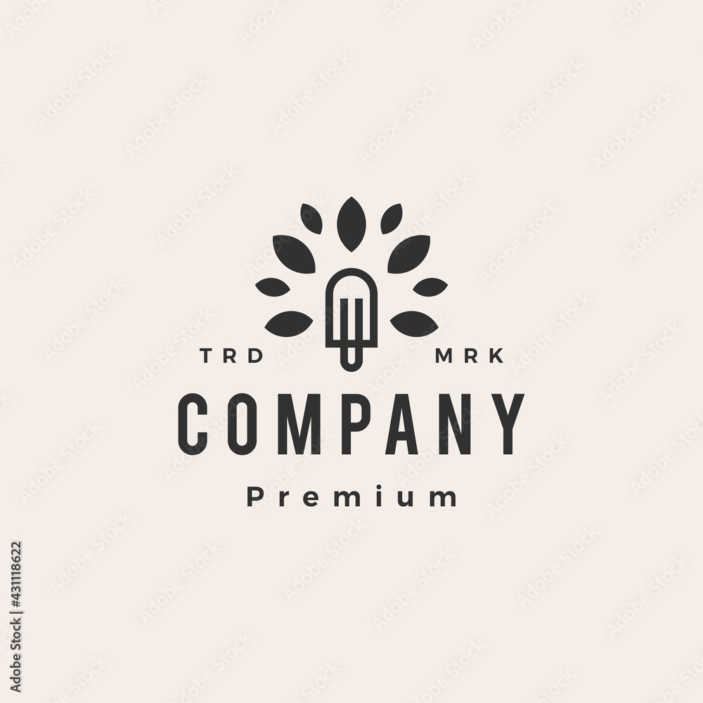 Fototapeta premium popsicle tree leaf hipster vintage logo vector icon illustration